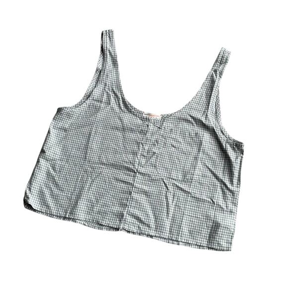 DEADSTOCK NWT green gingham checked loose boxy tank top - Picture 1 of 6